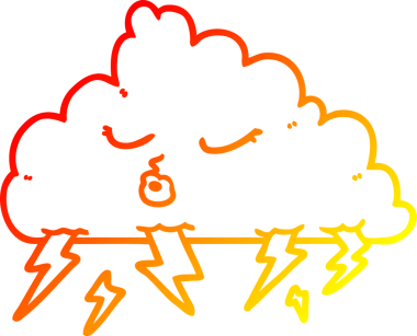 Bir insan tarafından çizilmiş bir çizgi film bulutunun sıcak gradyan çizimi