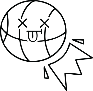 Bir insan tarafından çizilmiş bir basketbol topunun çizgi çizimi