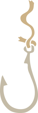 Bir insan tarafından çizilmiş düz renkli balık kancası.