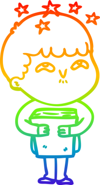 gökkuşağının gradyan çizimi bir çizgi film karakteri tarafından çizilmiş.