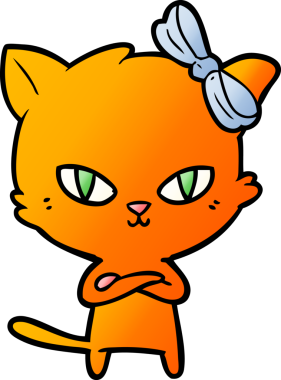 Bir insan tarafından çizilmiş sevimli çizgi film kedisi.
