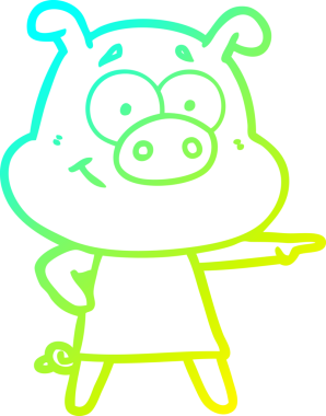 Bir insan tarafından çizilmiş mutlu çizgi film domuzu çizimi.