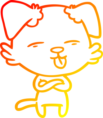 İnsan tarafından çizilmiş bir çizgi film köpeğinin sıcak çizgi çizimi.