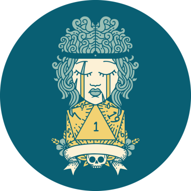 Retro Dövme Tarzı Ağlayan Barbar İnsan Bir insan tarafından çizilmiş doğal bir ruloyla