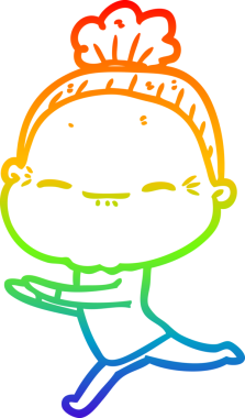 Gökkuşağı gradyan çizimi bir insan tarafından çizilmiş barışçıl yaşlı bir kadının çizimi