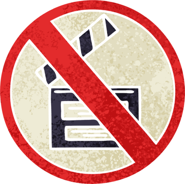 Bir insan tarafından çizilen yönetmenliğe hayır işaretinin retro illüstrasyon tarzı karikatürü