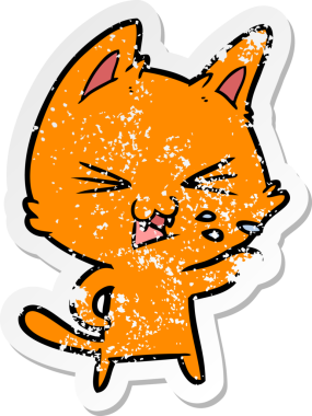 Bir insan tarafından çizilmiş bir çizgi film kedisinin sıkıntılı çıkartması.