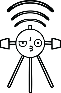 Bir insan tarafından çizilmiş bir uydu karikatürü.