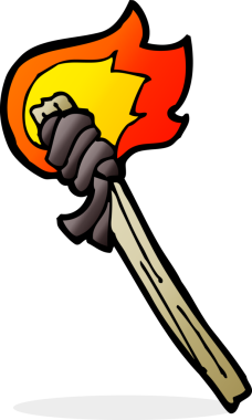 Bir insan tarafından çizilmiş yanan bir meşale.