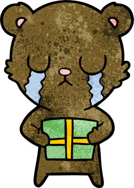 Bir insan tarafından çizilmiş ağlayan çizgi film ayısı.