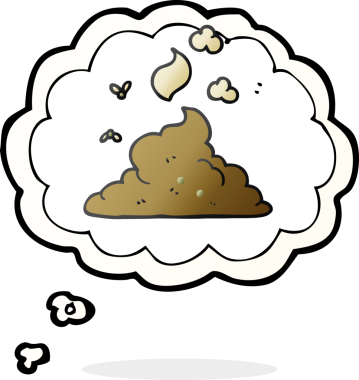 Serbest çizim düşünce balonu karikatürü bir insan tarafından çizilmiş kaka yığını.