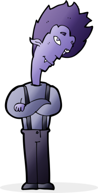 Bir insan tarafından çizilmiş bir vampir çizgi filmi.