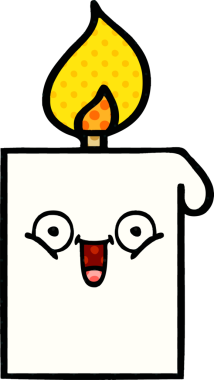 Bir insan tarafından çizilmiş çizgi roman tarzı yanan mum.