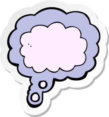 Bir insan tarafından çizilmiş bir karikatür düşünce bulutunun etiketi