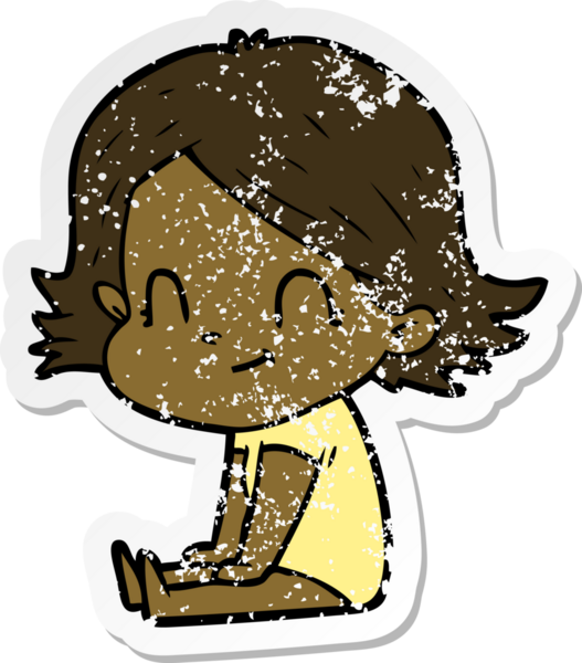 Bir insan tarafından çizilmiş, karikatür dostu bir kızın sıkıntılı çıkartması.