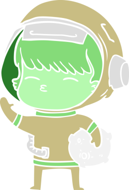 Düz renkli çizgi film meraklısı astronot bir insan tarafından çizilmiş uzay kayası taşıyor.