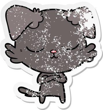 Bir insan tarafından çizilmiş şirin bir köpeğin sıkıntılı çıkartması.