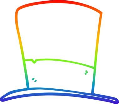 gökkuşağı gradyan çizgi çizimi bir insan tarafından çizilmiş silindir şapka