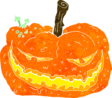 Bir insan tarafından çizilmiş Cadılar Bayramı balkabağı çizgi filmi.