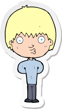 Bir insan tarafından çizilmiş ıslık çalan bir çocuğun çıkartması.