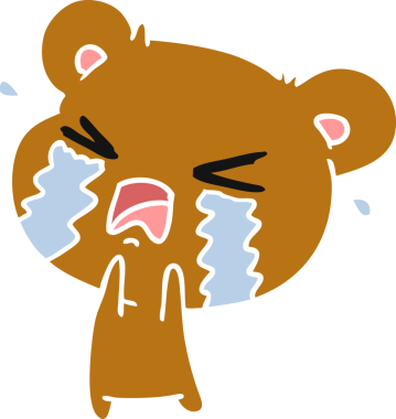 Bir insan tarafından çizilmiş ağlayan şirin bir ayının serbest çizimi.