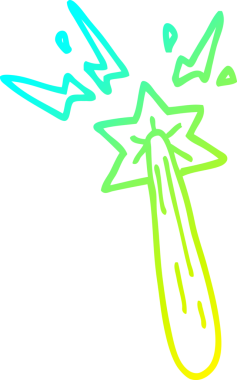 Bir insan tarafından çizilmiş bir çizgi film sihirli değneğinin soğuk gradyan çizimi