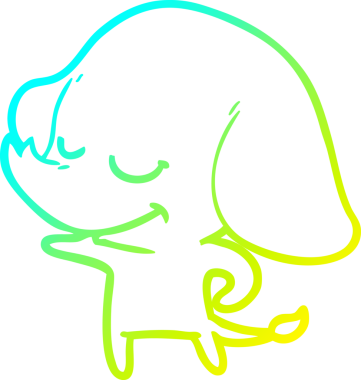 Bir insan tarafından çizilmiş gülümseyen bir filin soğuk gradyan çizimi