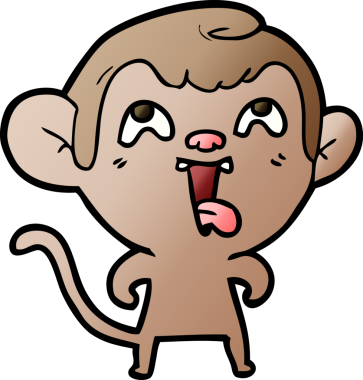 Bir insan tarafından çizilmiş çılgın çizgi film maymunu