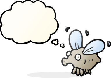 Bir insan tarafından çizilmiş serbest çizim balon karikatür sineği