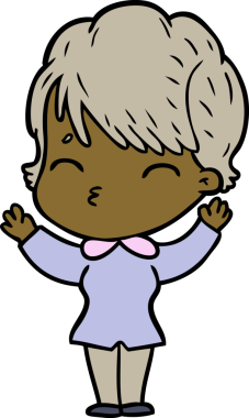 Bir insan tarafından çizilmiş bir çizgi film kadını.