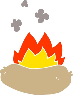 Bir insan tarafından çizilmiş karalama yanan sosis.