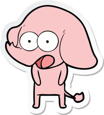 Bir insan tarafından çizilmiş şirin bir fil çıkartması.