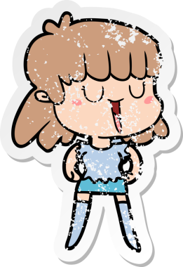 Bir insan tarafından çizilmiş karikatür bir kadının sıkıntılı çıkartması.