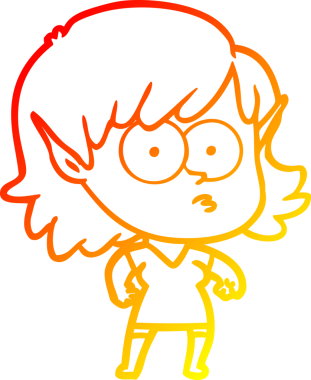 Bir insan tarafından çizilmiş, çizgi film karakteri bir elf kızı çizimi.