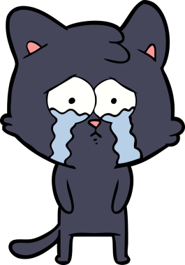 Bir insan tarafından çizilmiş ağlayan kedi çizgi filmi.