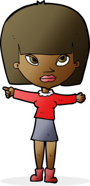 Bir insan tarafından çizilmiş çizgi film kadını.