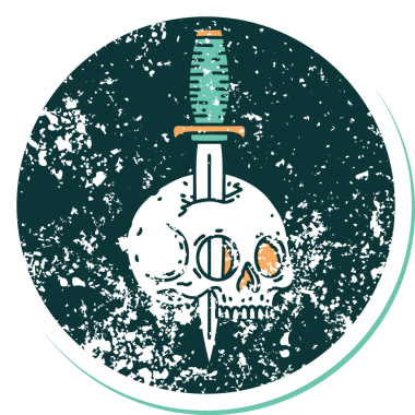 Bir insan tarafından çizilmiş bir kafatasının sembolik dövmeli görüntüsü.