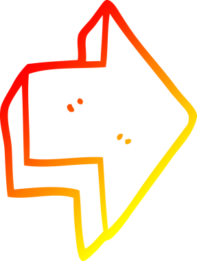 Bir insan tarafından çizilen kırmızı okun sıcak eğimli çizgi çizimi