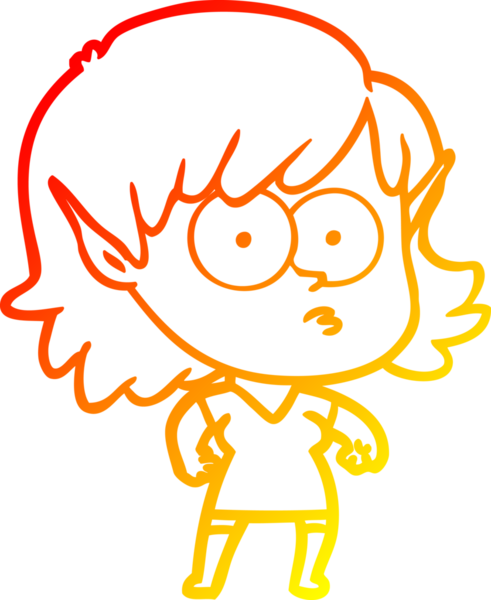 Bir insan tarafından çizilmiş, çizgi film karakteri bir elf kızı çizimi.