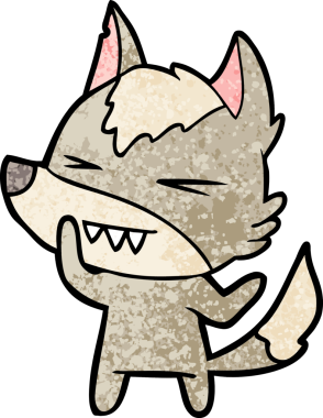 Bir insan tarafından çizilmiş kızgın kurt çizgi filmi.