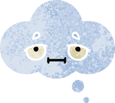 Bir insan tarafından çizilen düşünce baloncuğunun retro çizim tarzı karikatürü