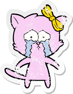 Bir insan tarafından çizilmiş karikatür bir kedinin sıkıntılı çıkartması.