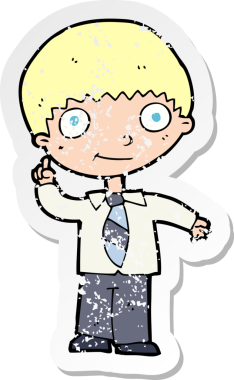 Bir insan tarafından çizilmiş bir fikri olan karikatür okullu bir çocuğun gerilimli çıkartması.