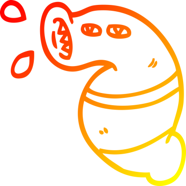 Bir insan tarafından çizilmiş karikatür canavarı çizimi.