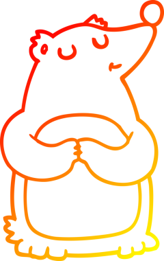 Bir insan tarafından çizilen çizgi film ayısının sıcak çizgi çizimi