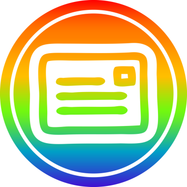 bir insan tarafından çizilmiş gökkuşağı gradyanı olan zarf harfli dairesel simge