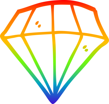 Gökkuşağı gradyan çizgi çizimi Bir insan tarafından çizilmiş dövme elmas