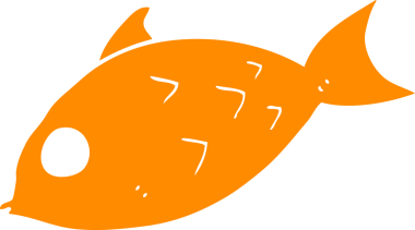 Bir insan tarafından çizilmiş düz renkli karikatür balığı