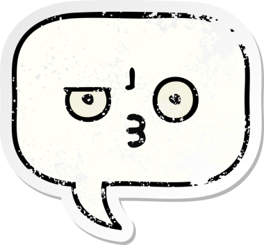 Bir insan tarafından çizilmiş şirin bir karikatür konuşma balonunun sıkıntılı çıkartması.