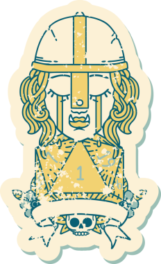 Retro Dövme Tarzı Ağlayan Ork Savaşçısı Karakteri Bir insan tarafından çizilmiş doğal bir D20 rulosu